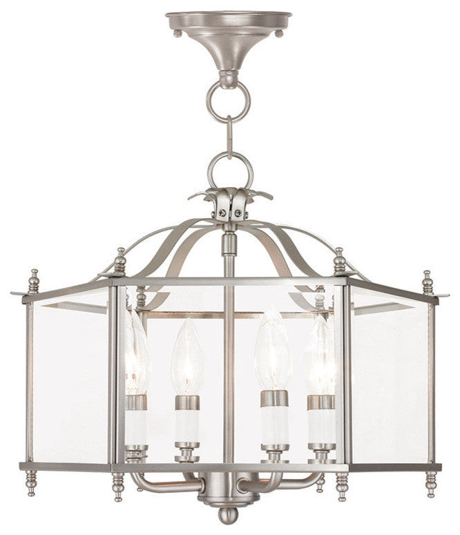 Livingston Convertible Chain-Hang and Ceiling Mount, Brushed Nickel