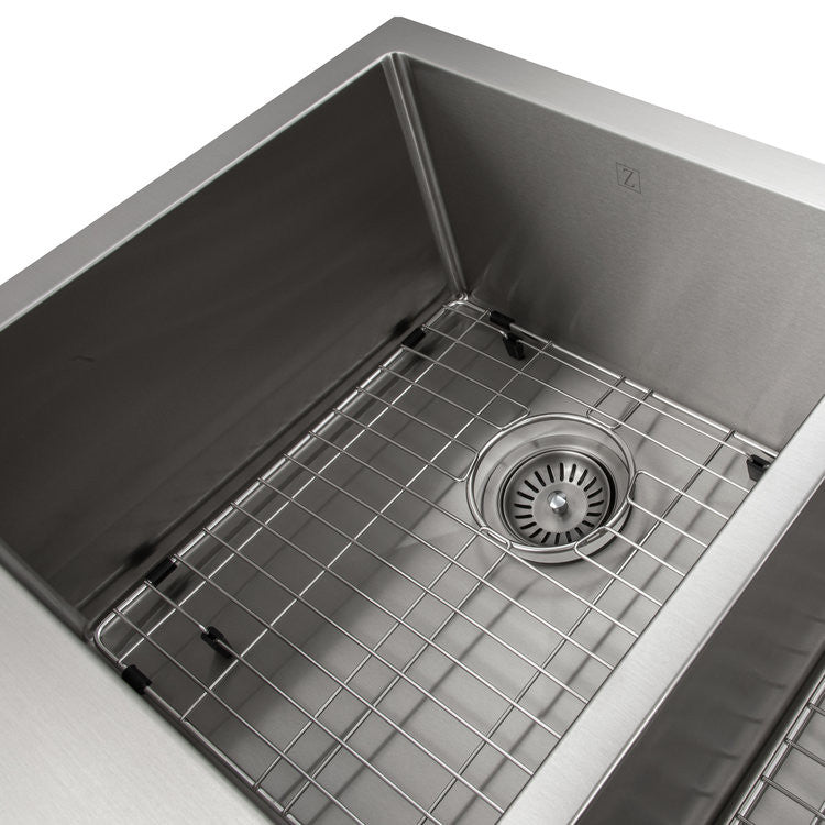 ZLINE Farmhouse Double Bowl Sink in Stainless Steel with Bottom Grid