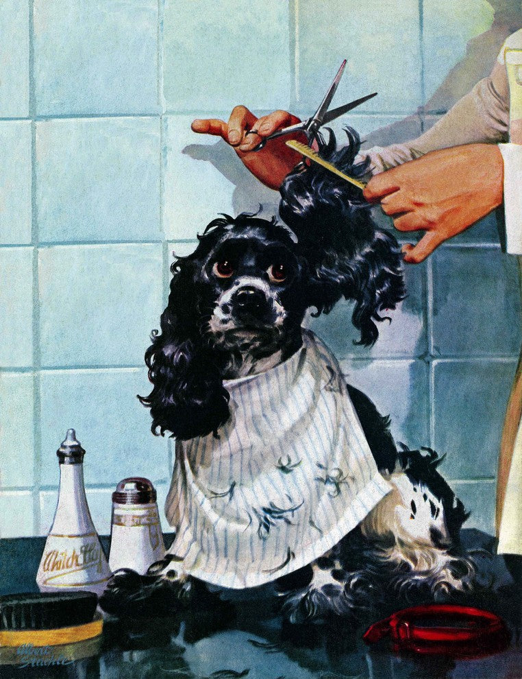 "Butch's Haircut" Painting Print on Canvas by Albert Staehle