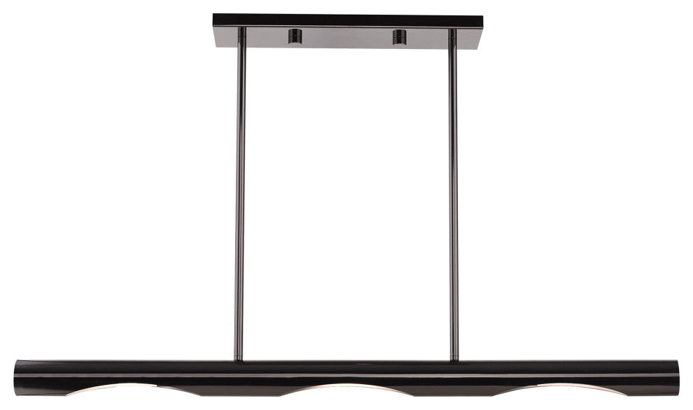 Black Chrome Contemporary, Minimal, Industrial, Urban, Sleek Linear Chandelier