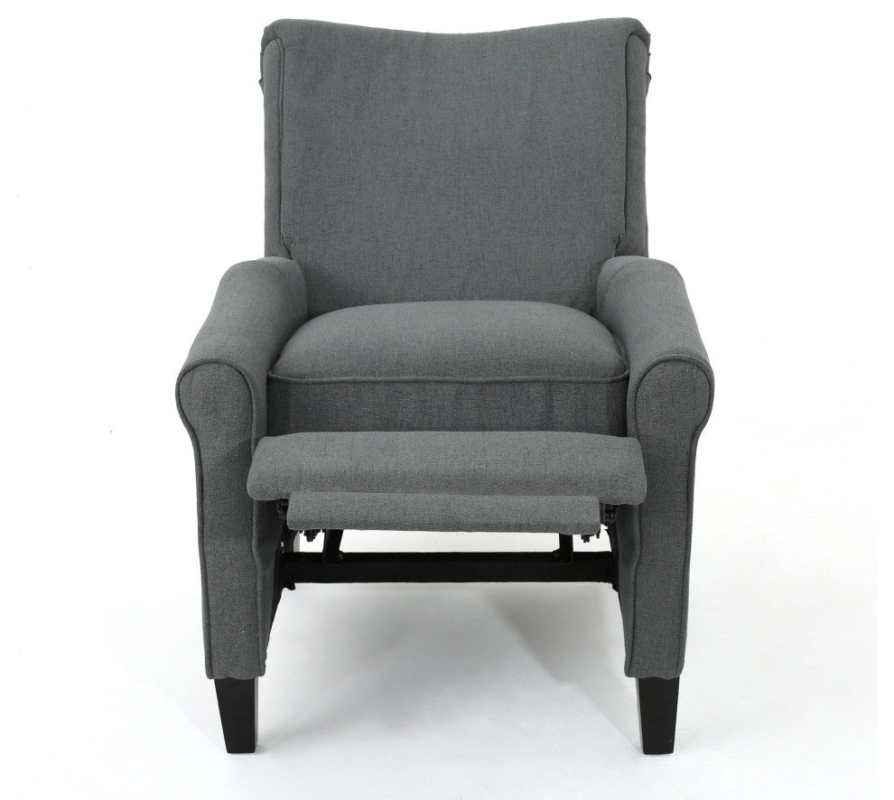 GDF Studio Charlene Traditional Fabric Recliner Chair, Charcoal