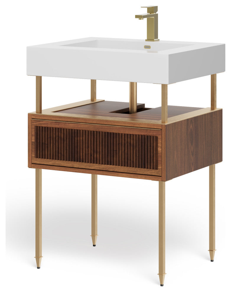 Henley Bathroom Vanity, Brown, 24", Single Sink, Freestanding