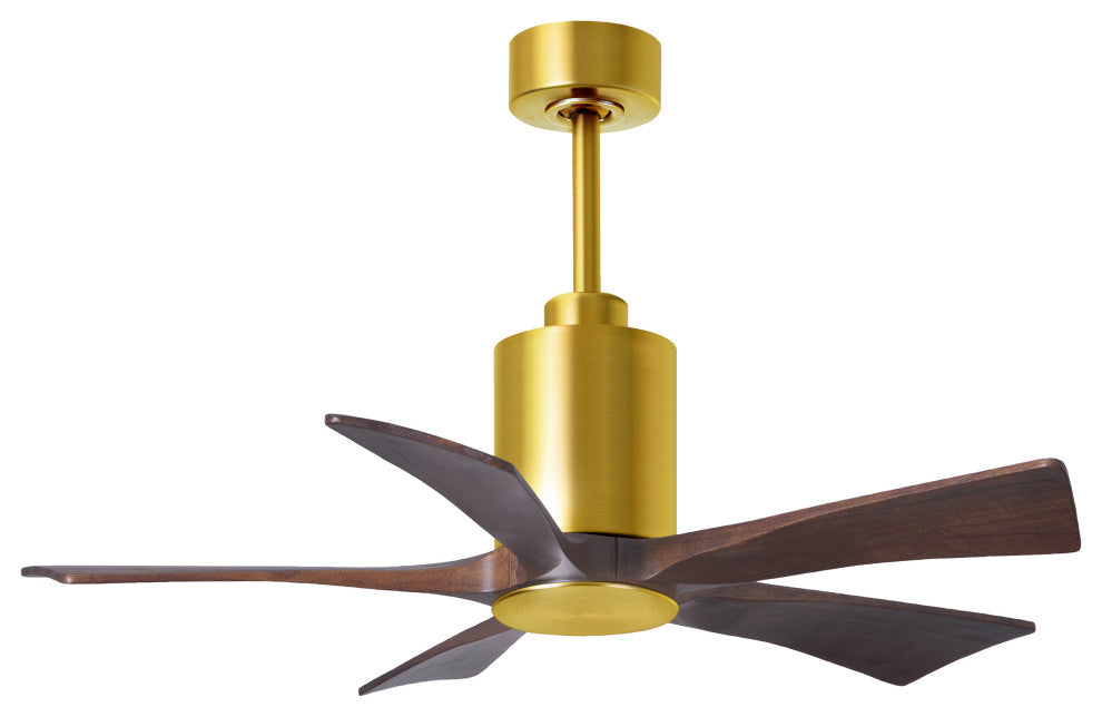 Patricia-5 5-Blade Ceiling Fan, LED Light Kit, Brushed Brass/Walnut Tone, 42
