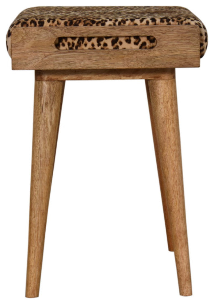 Leopard Velvet Tray Style Footstool