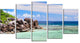 "Beautiful Seychelles Rocky Coast" Landscape Wall Art, 5 Panels, 60"x32"