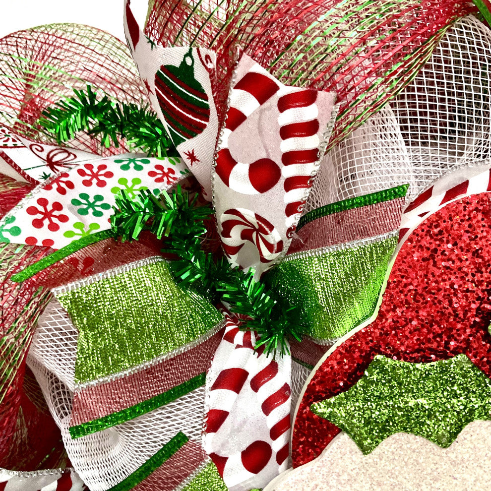 Jolly Ho Ho Ho Santa Christmas Deco Mesh Wreath