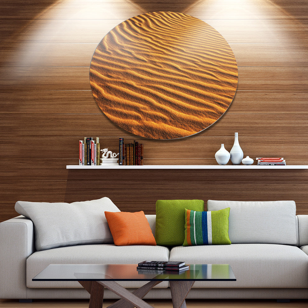 Beautiful Sand Desert Dunes, African Landscape Disc Metal Wall Art, 23"