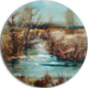 Trees And Creek Oil, Landscape Disc Metal Wall Art, 23"