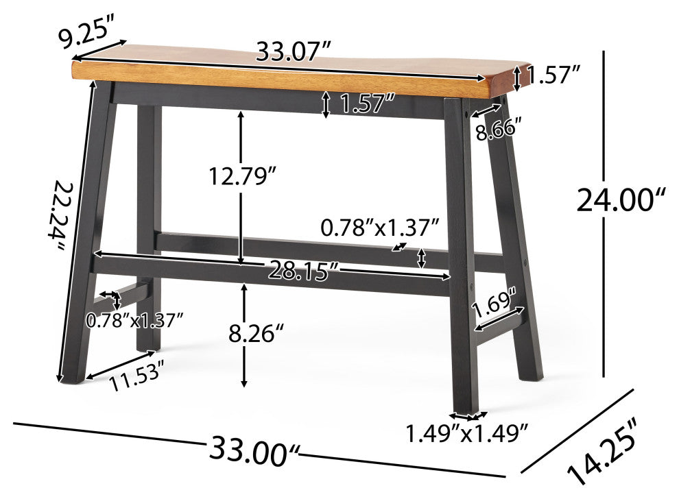 GDF Studio Toluca Saddle Wood Counter Dining Benches, Set of 2