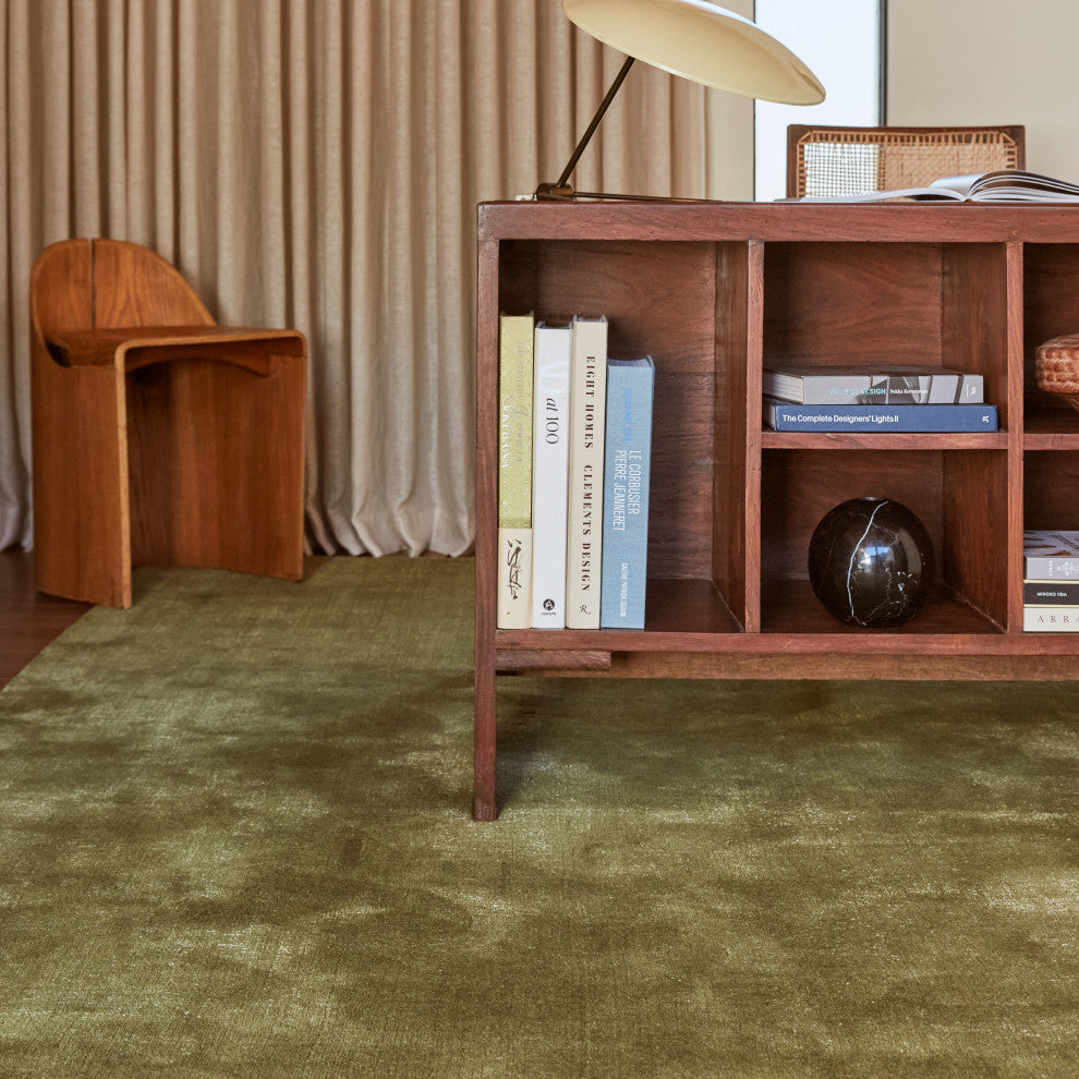 Arrel Speckled Wool-Blend Area Rug, Verdant Green 8'