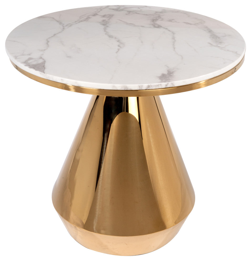 5-Piece Gigi Marble Top Dining Set, Off White Chairs