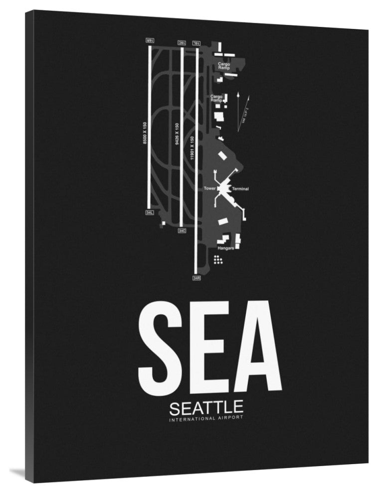 "SEA Seattle Airport Black" Fine Art Print