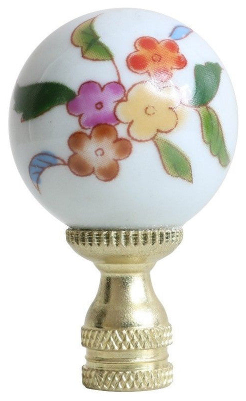 Multicolor Floral Porcelain Ball Table Lamp Finial