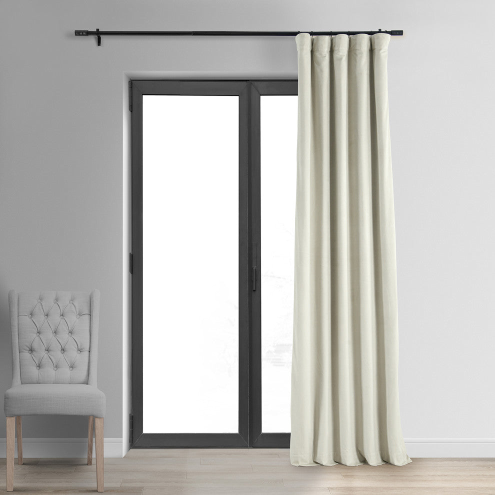 Signature Off White Blackout Velvet Curtain Single Panel, 50"x84"