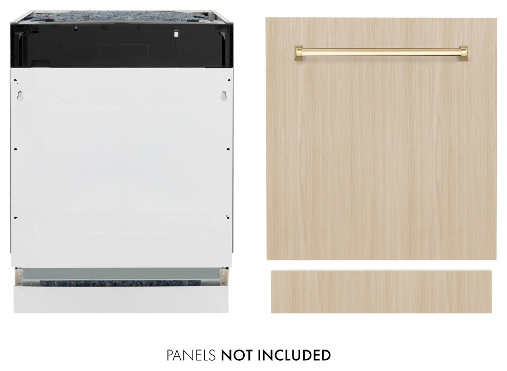 ZLINE Tallac 24" Panel Ready Dishwasher With a Gold Handle, DWVZ-24-G