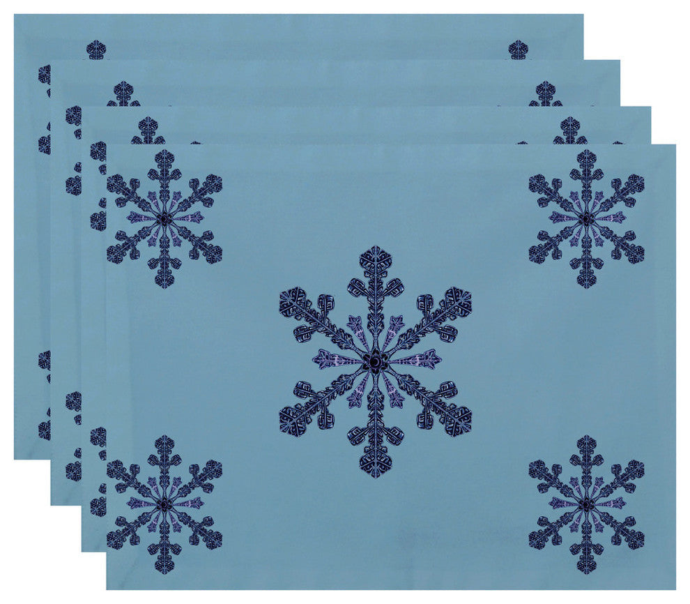 Vail, Holiday Print Placement, Light Blue, Set of 4