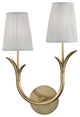 Deering, 2 Light, Left Wall Sconce, Aged Brass Finish, White Shade