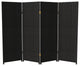 4' Tall Woven Fiber Room Divider, Black, 4 Panel