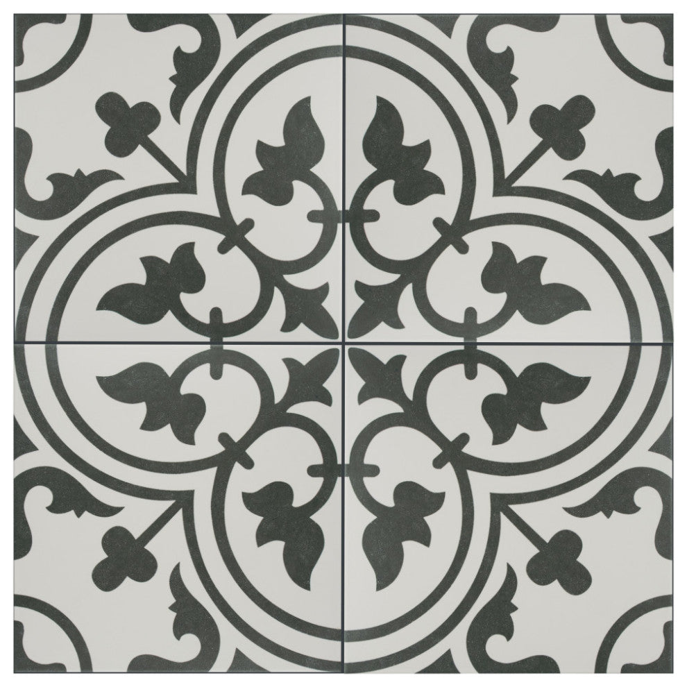 Arte Encaustic Porcelain Floor and Wall Tile, White
