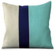 Mint Colorblock Pillow, Navy and Natural Linen Stripes, Without Insert, 20"x20"