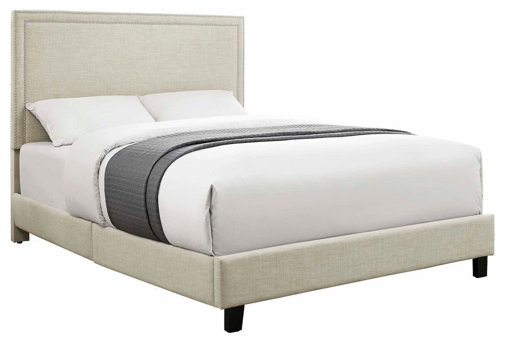 Picket House Furnishings Emery Upholstered Platform Bed, Natural, Queen