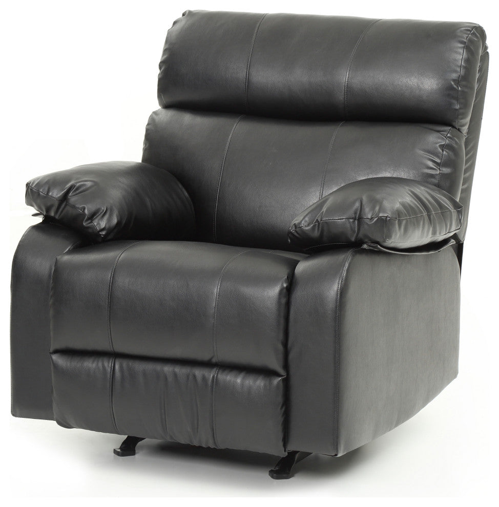 Clarke Rocker Recliner, Black/Faux Leather