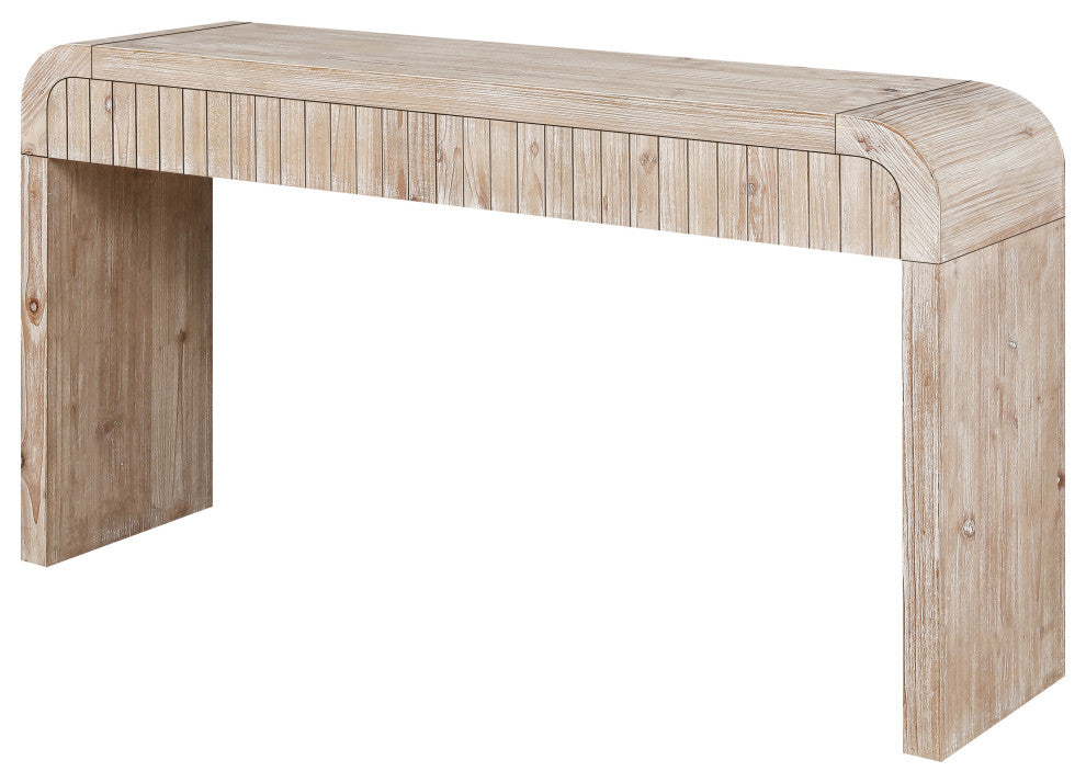 GDF Studio 59" Vintage Farmhouse Console Table With Drawers, Natural Wood Washed