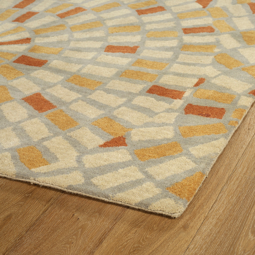 Kaleen Hand-Tufted Rosaic Wool Rug, Beige, 5'x7'9"
