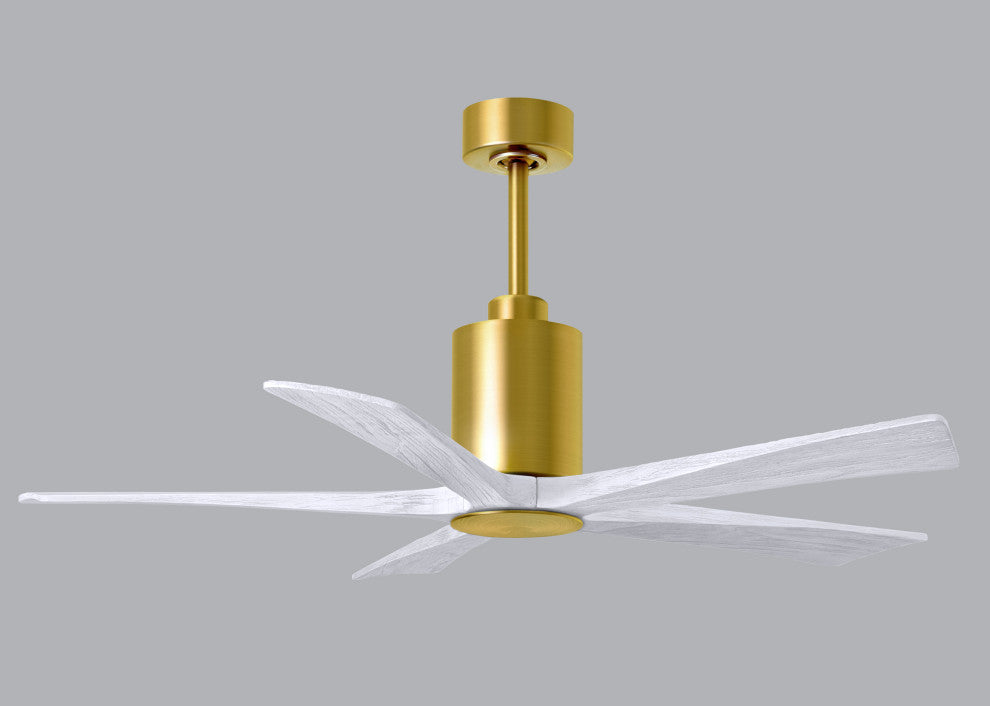 Patricia-5 5-Blade Ceiling Fan, LED Light Kit, Brushed Brass/Matte White, 52