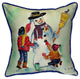 Pair of Betsy Drake Snowman Large Pillows 18 Inch x 18 Inch