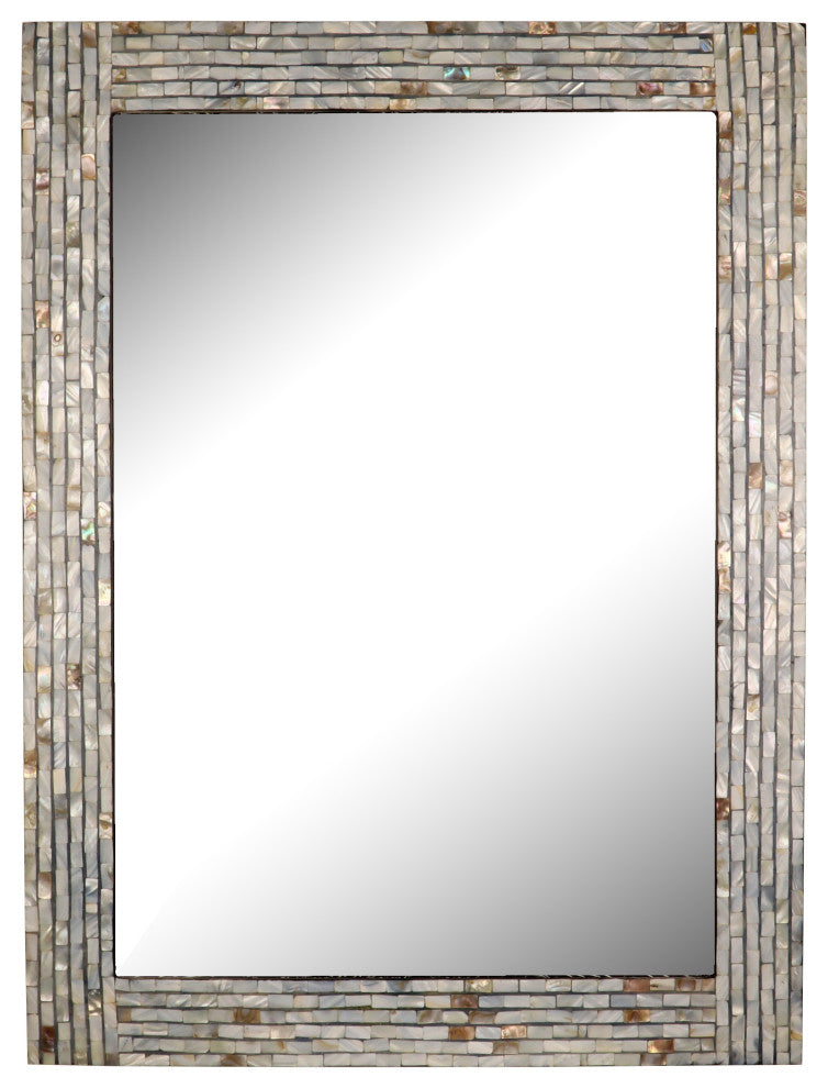 Chloe'S Reflection Seashell Finish Rectangular Framed Wall Mirror 32" Height