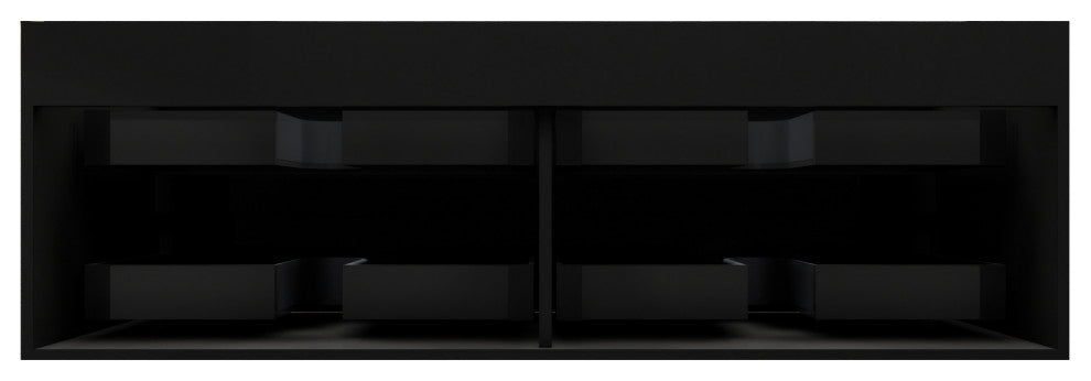 MAX 60" Double Floating Bath Vanity With Acrylic Sink, Gloss Black