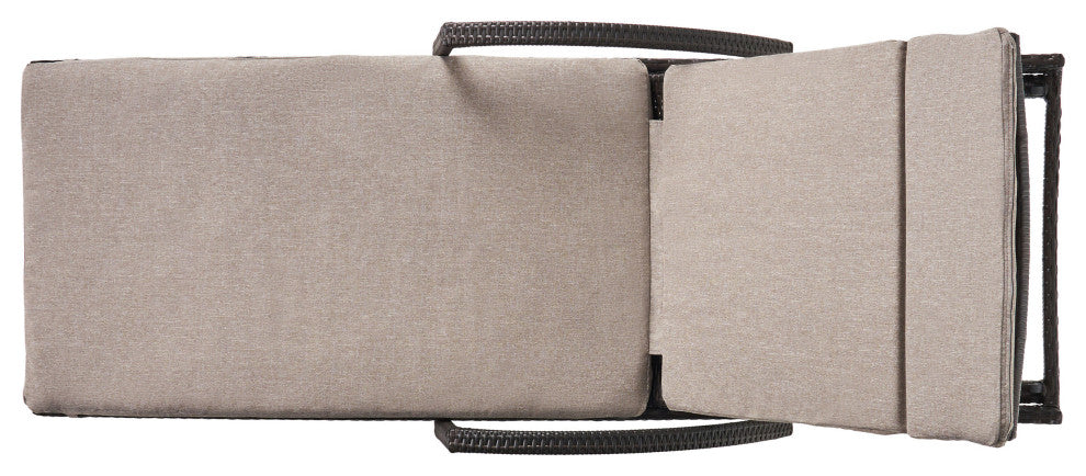 GDF Studio Ann Outdoor Wicker Adjustable Chaise Lounge, Arms With Cushion, Charc