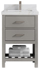 Parker 24" Single Sink Bath Vanity, Elephant Skin Gray 2" Calacatta Sienna