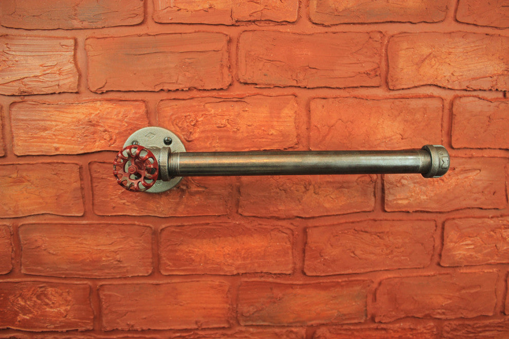 Industrial Pipe Paper Towel Holder, Without Hose Knob, Black Pipe
