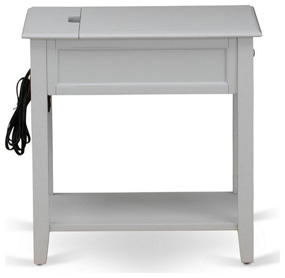 Wood Night Stand For Bedroom, 1 Wooden Drawer, Urban Gray