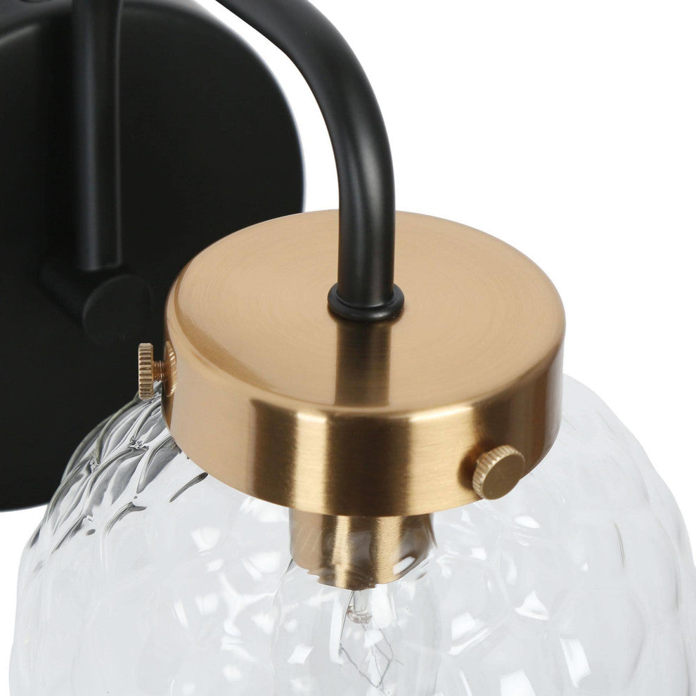 LNC Astrid Black and Gold Modern Textured-Glass Wall Sconce, 1 Light