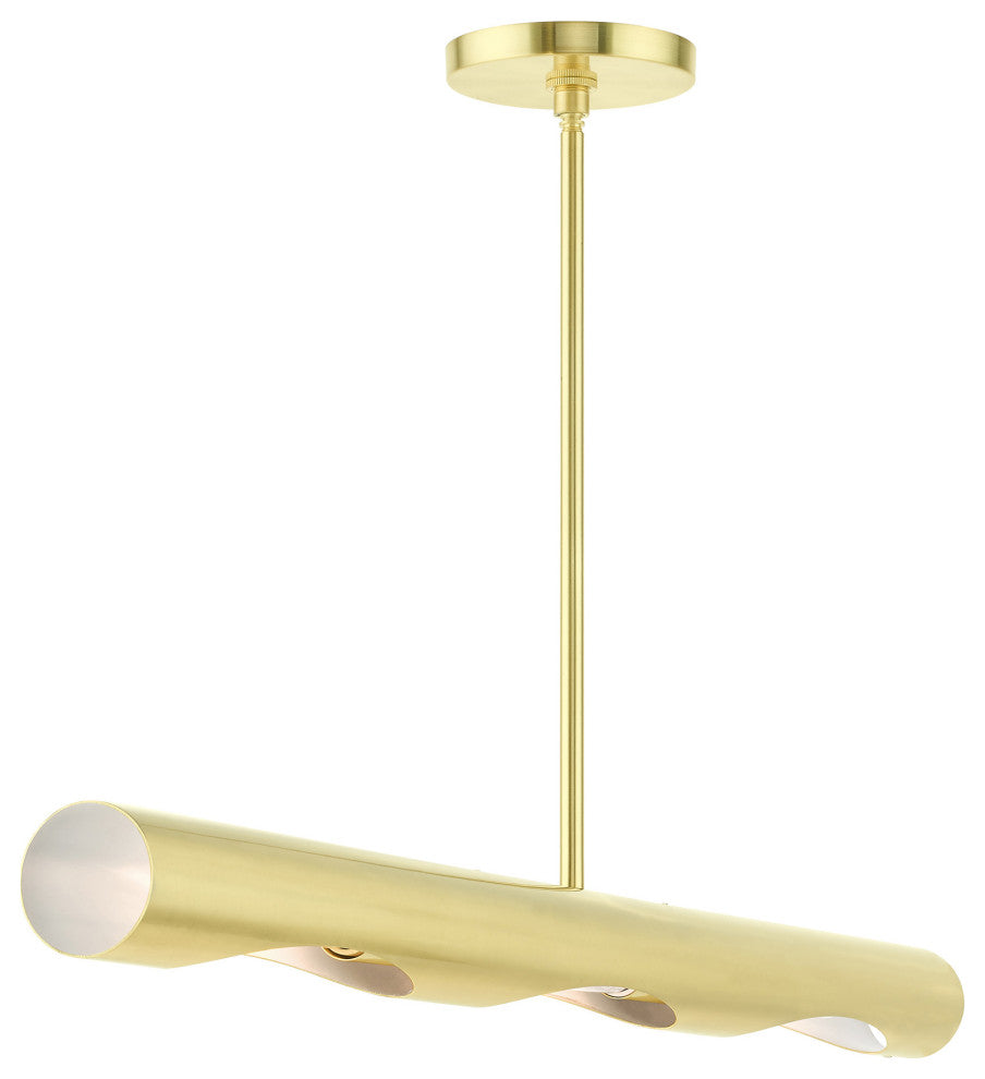 Satin Brass Contemporary, Minimal, Industrial, Urban, Sleek Linear Chandelier