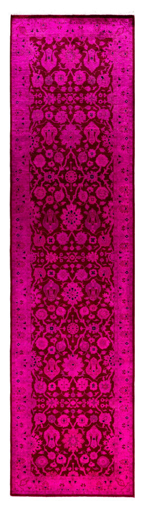 Overdyed One-of-a-Kind Hand-Knotted Area Rug Pink, 2' 7" x 10' 1"