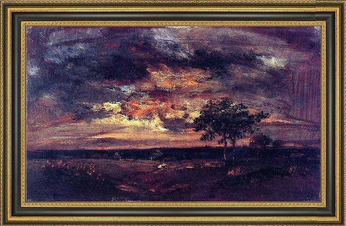 Theodore Rousseau Twilight Landscape Framed Premium Canvas Print, 18"x27"