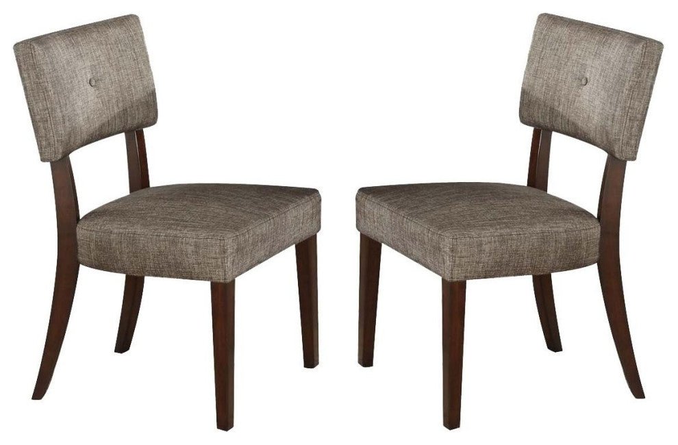HomeRoots 20" X 20" X 36" 2pc Gray Fabric And Espresso Side Chair