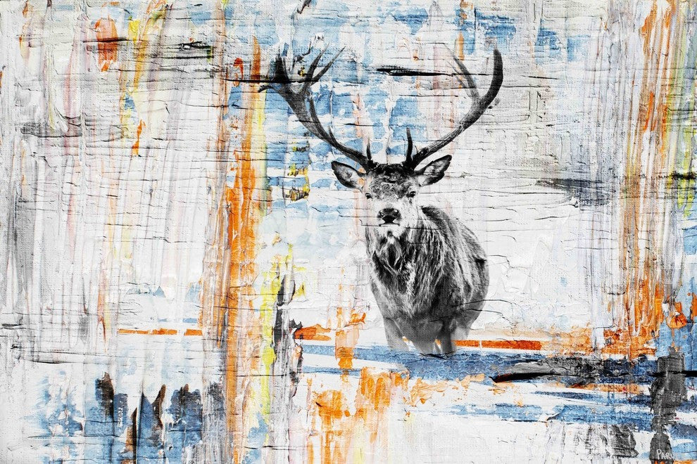 "Staring Deer" Painting Print on Wrapped Canvas, 45"x30"