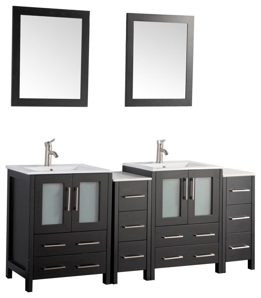 Vanity Art Vanity Set With Ceramic Top, 72", Espresso