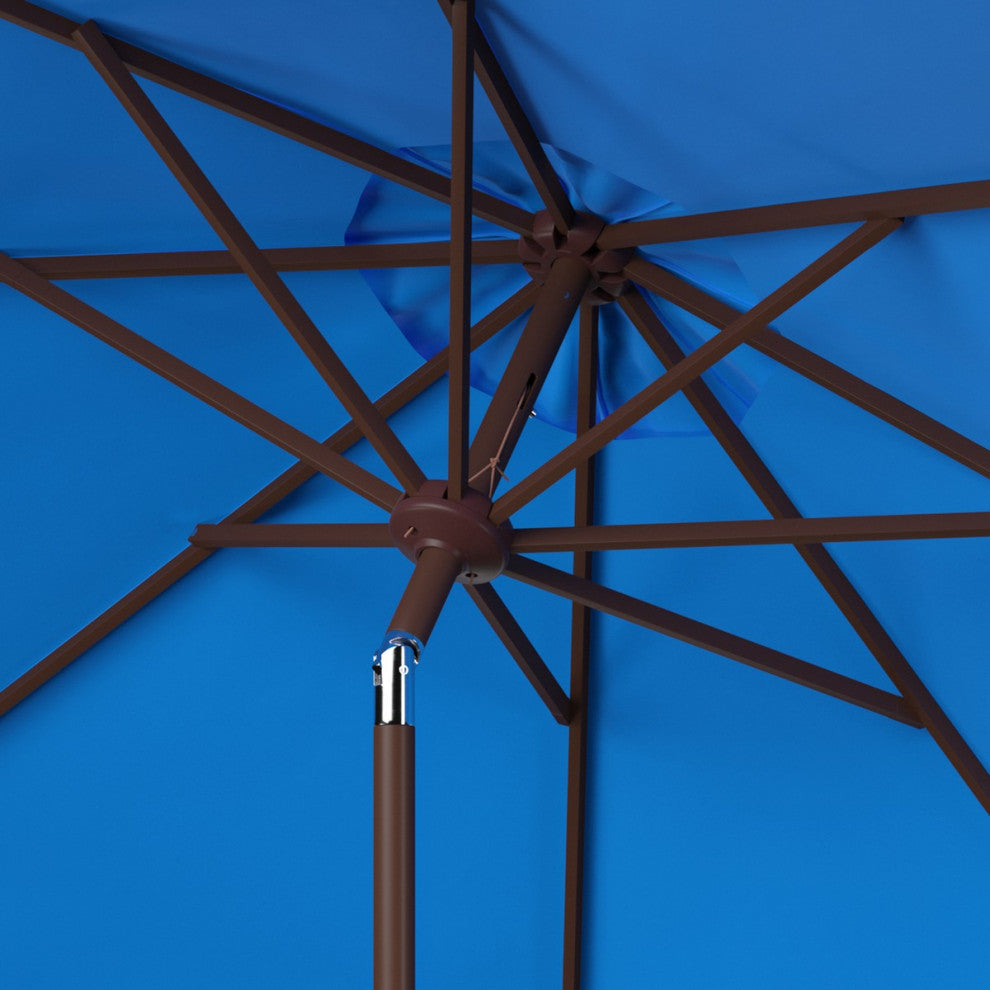 Safavieh Ortega 9' Auto Tilt Crank Umbrella, Pacific Blue