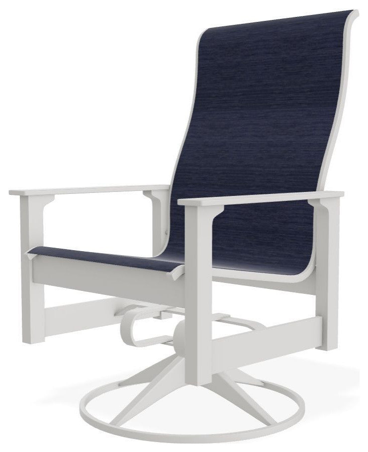Leeward Sling Outdoor Swivel Rocker, Collect Indigo/Snow