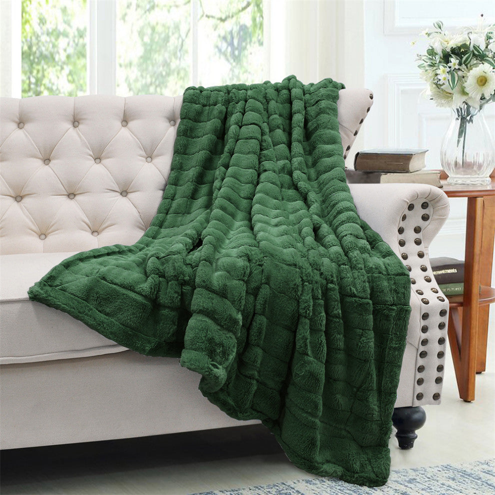 Super Mink Faux Fur Throw Blanket, Eden, 50"x60"