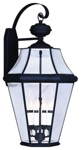 Georgetown Outdoor Wall Lantern, Black