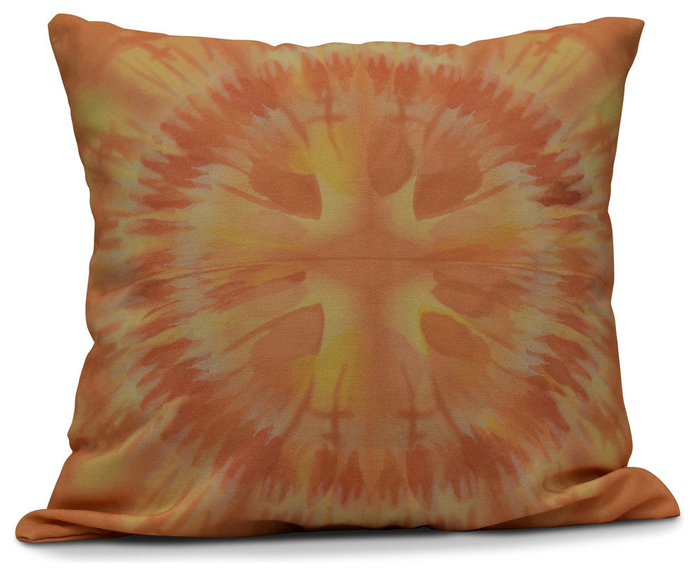 Shibori Burst, Geometric Print Pillow, Yellow, 26"x26"