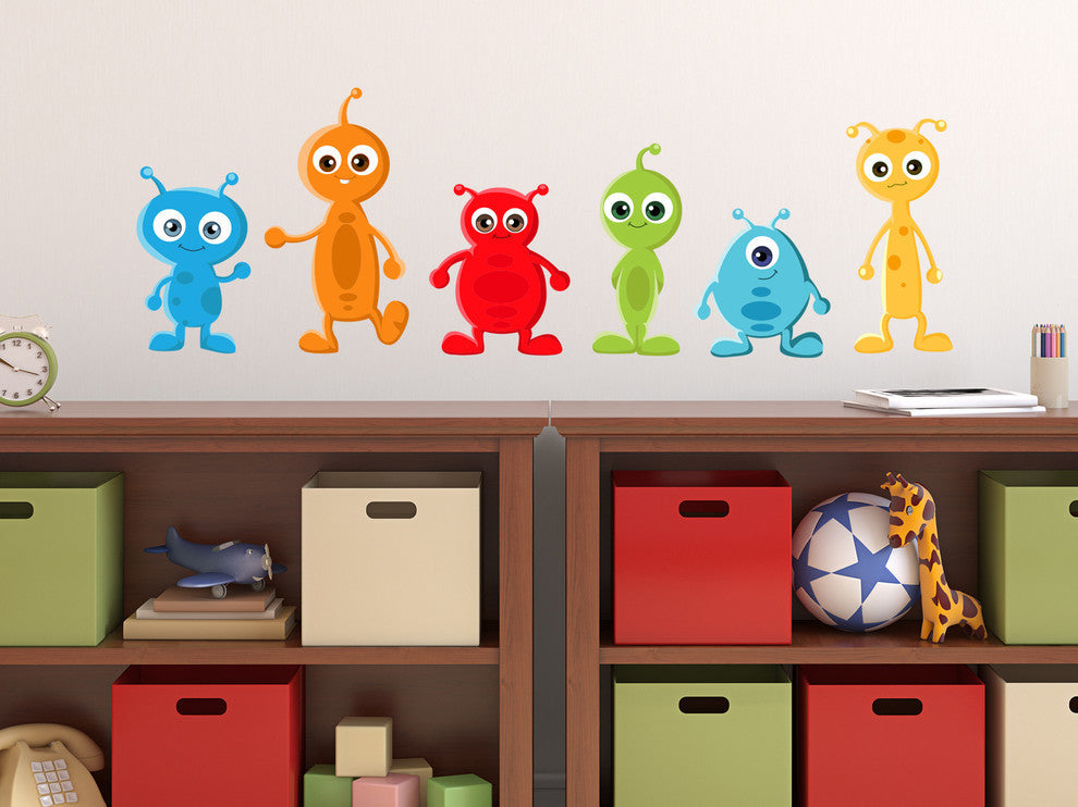 Alien Fabric Wall Decals, Set of 6 Aliens, Size Large
