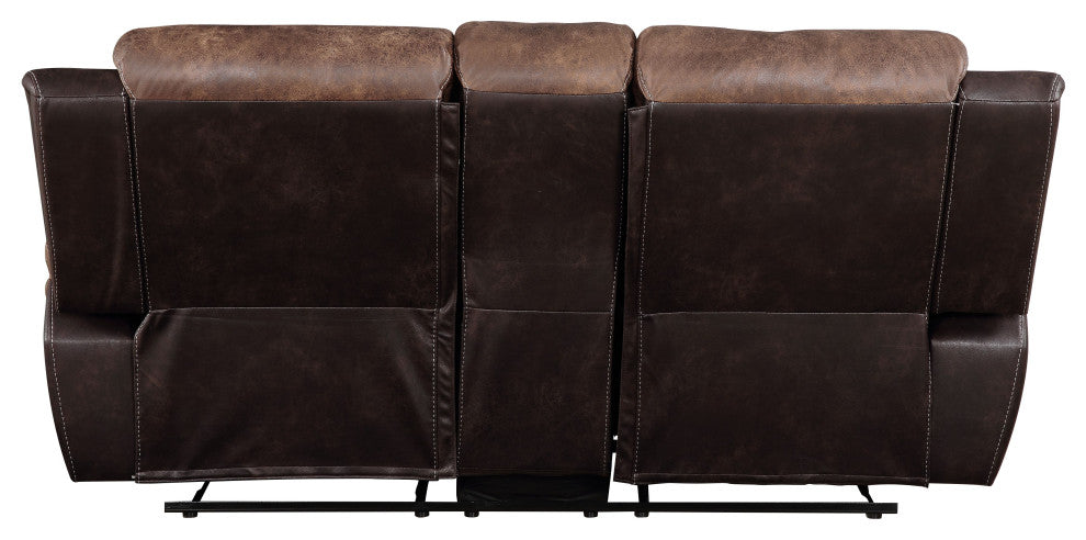 Jaylen Loveseat With Console, Motion, Toffee and Espresso Polished Microfiber